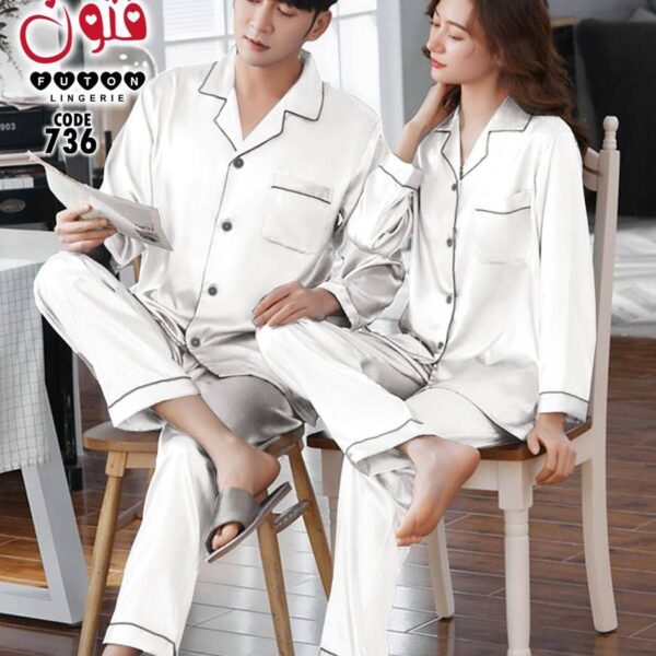Couples' satin pajamas.