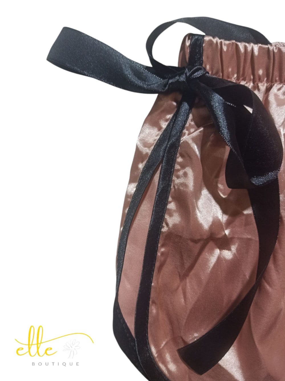 SHEIN SilkySpell Contrast Lace Bow Front Satin Cami Top & Tie Side Shorts PJ Set / Pajama Set - Image 2