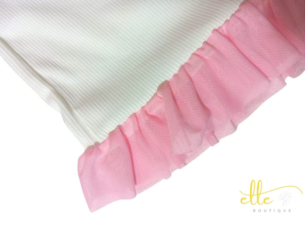 SHEIN SweetSlumber Pink Lace Patchwork Knitted 2 Piece Women's Pajama Set White Set - Image 3