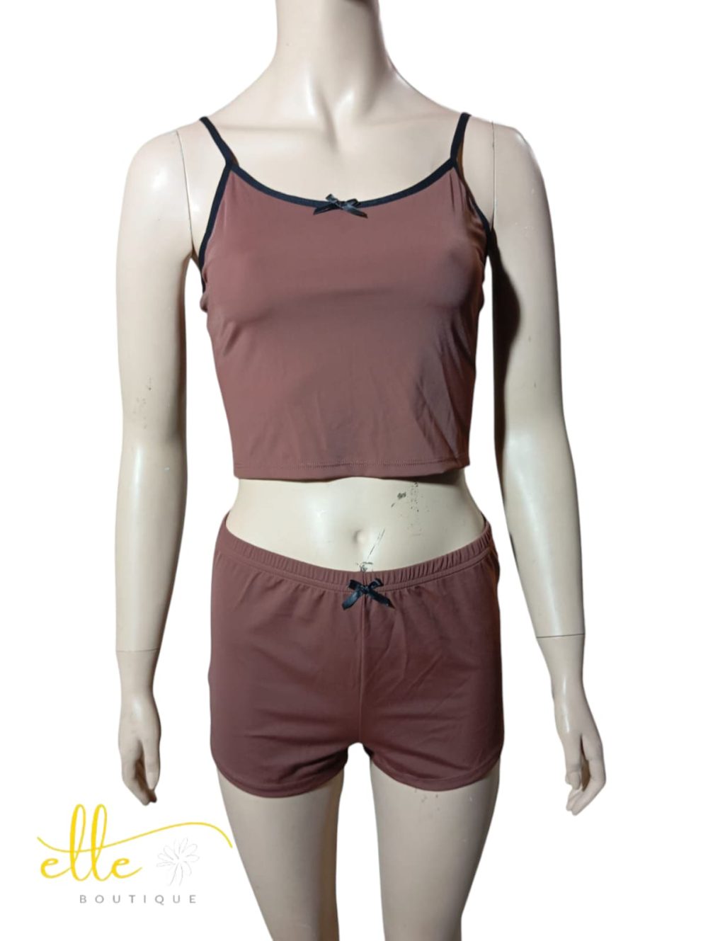 SHEIN Contrast Binding Cami Top & Bow Front Shorts Lounge Set - Image 3