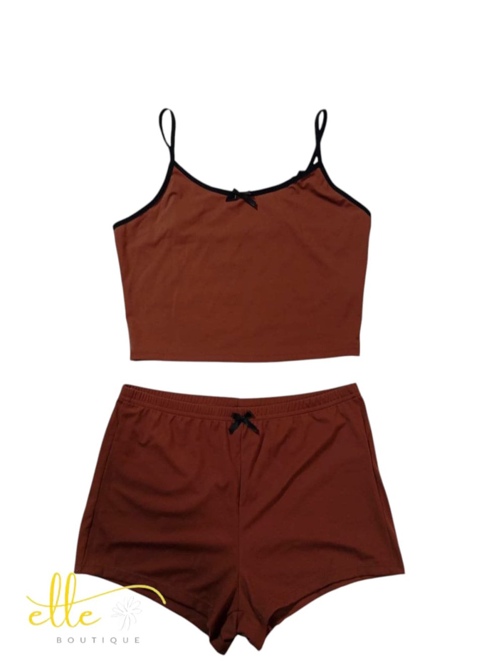 SHEIN Contrast Binding Cami Top & Bow Front Shorts Lounge Set - Image 8