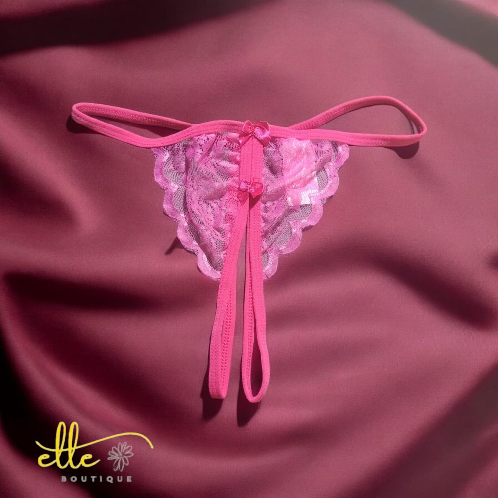 Floral Lace Crotchless Thong Lingerie - Image 7