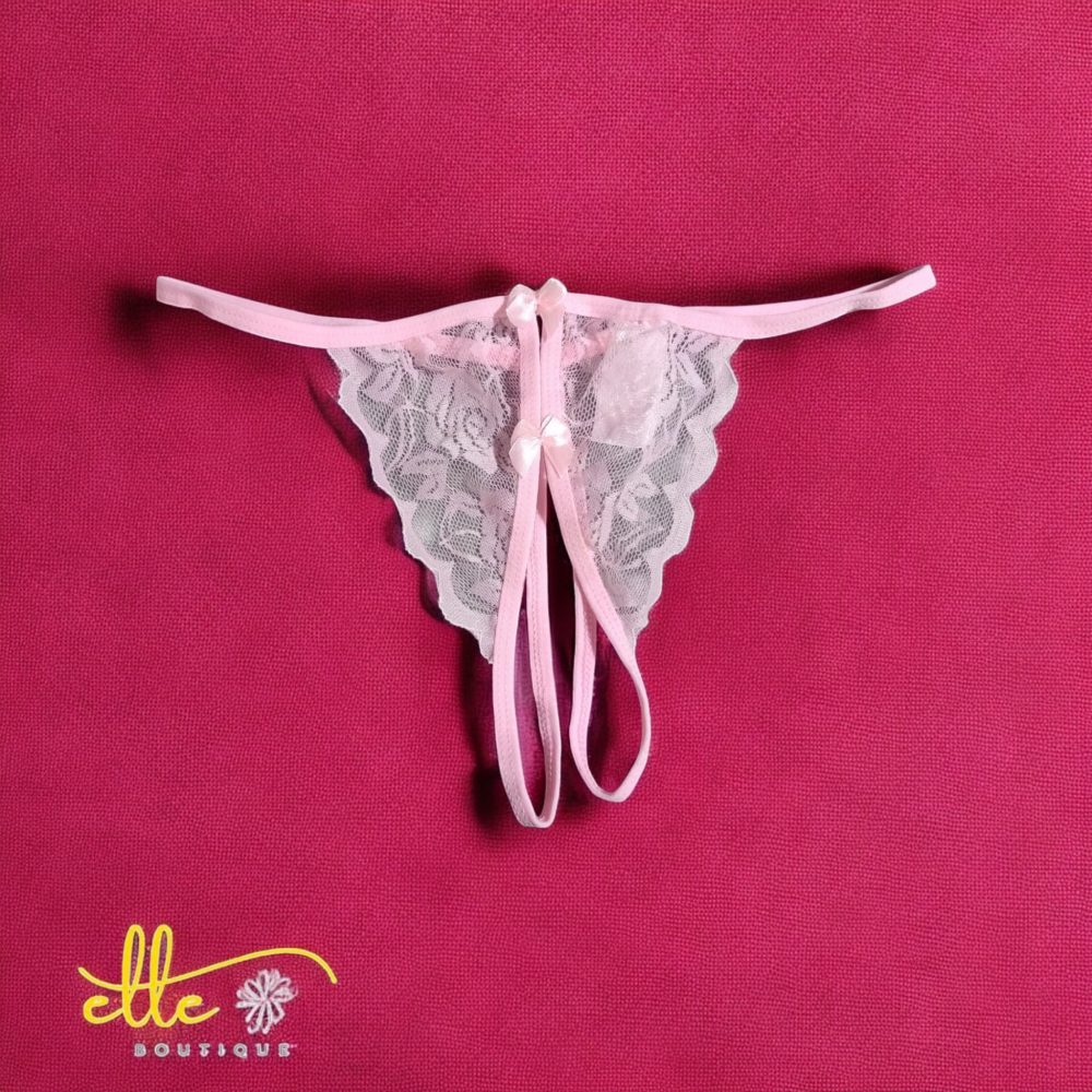 Floral Lace Crotchless Thong Lingerie - Image 6