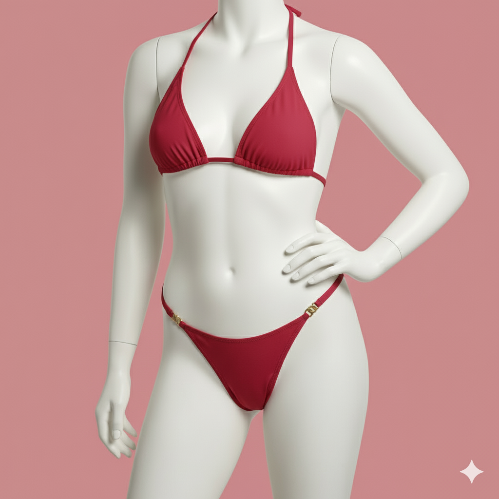 Minimalist Solid Thong Panty with Chain Link Hardware Detail - Image 6