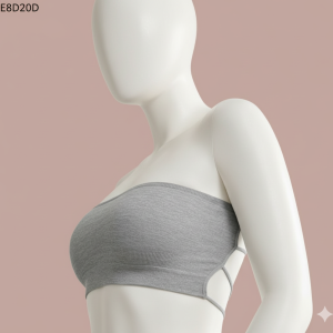A versatile strapless bandeau bra top designed for smooth, invisible support. Features a comfortable seamless construction and an eye-catching multi-strap detail across the back, perfect for open-back outfits.