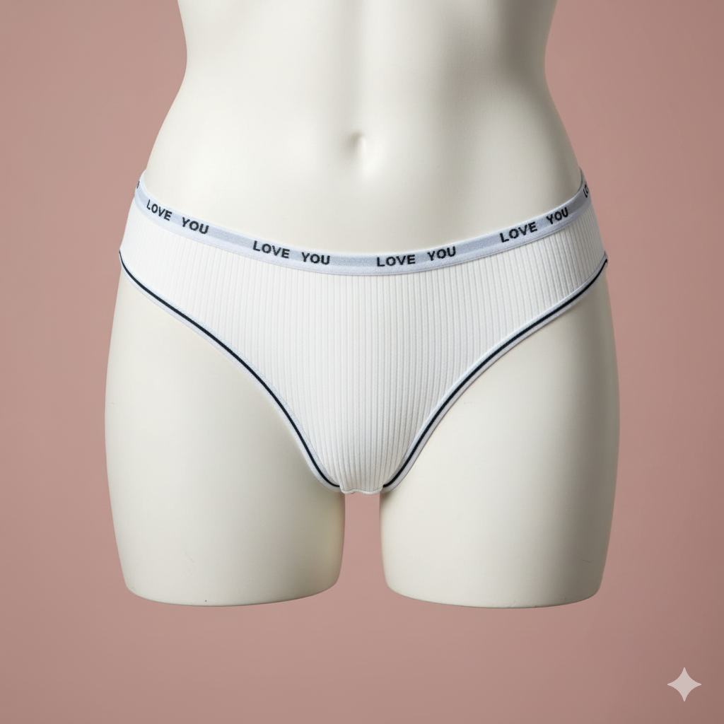 Ribbed Knit Thong Panty with Branded Waistband | Everyday Comfort - Image 4