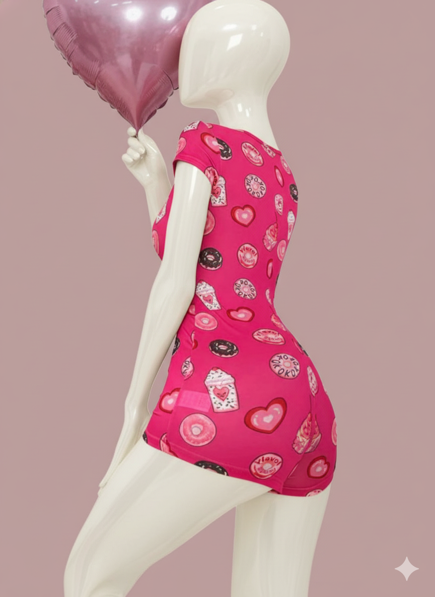 Fun Printed Short Sleeve Romper | Button-Front Snug Fit Sleepwear - Image 6