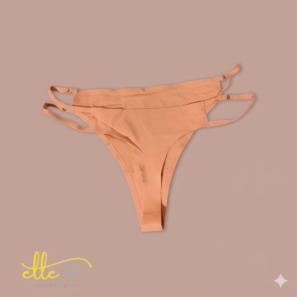 A seductive and comfortable Brazilian thong featuring a seamless design for a smooth look under clothes. Designed with stylish double adjustable side straps and a high-cut silhouette for a flattering fit. Available in various colors