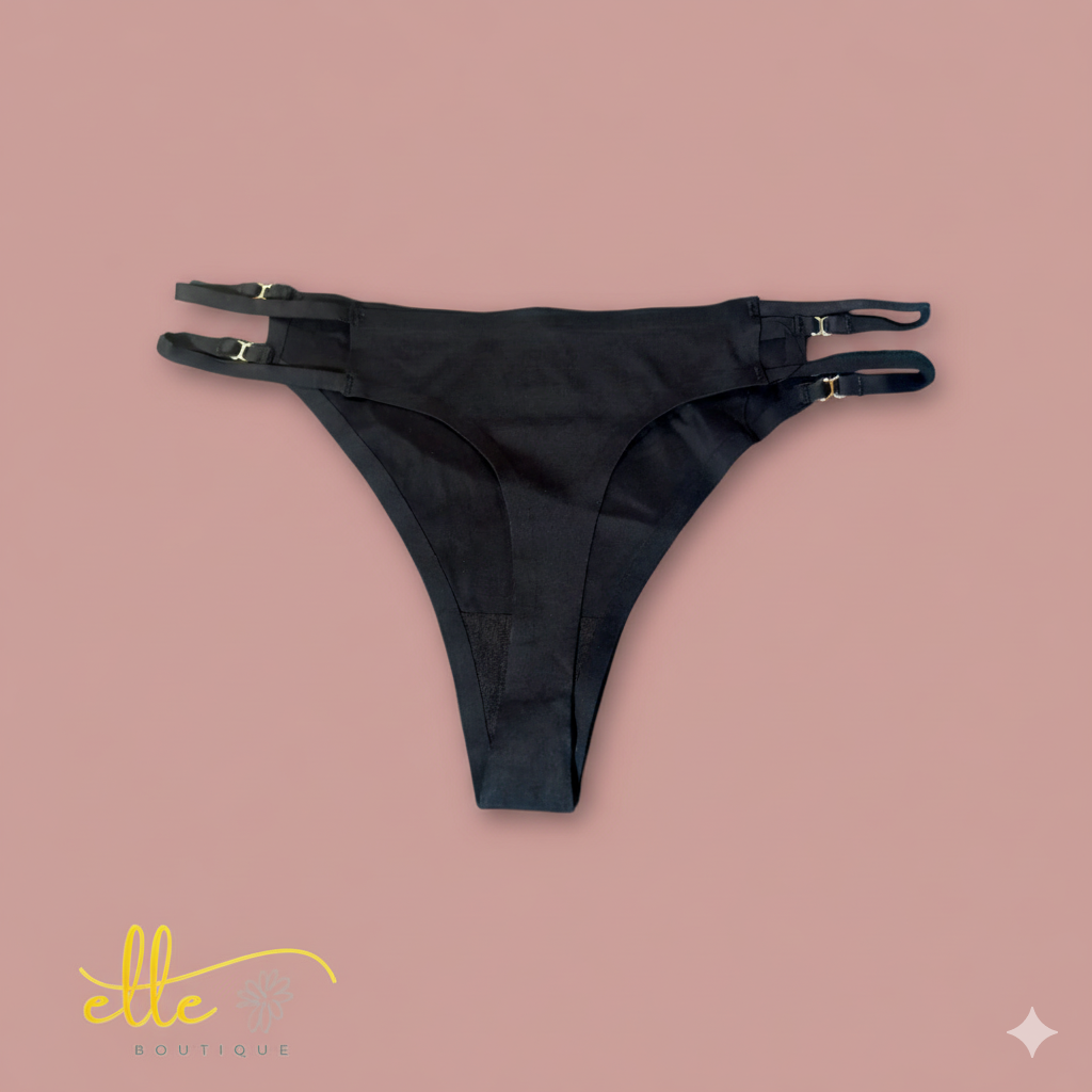 A seductive and comfortable Brazilian thong featuring a seamless design for a smooth look under clothes. Designed with stylish double adjustable side straps and a high-cut silhouette for a flattering fit. Available in various colors