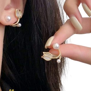 Earrings Tulip Shaped Faux Pearl Stud