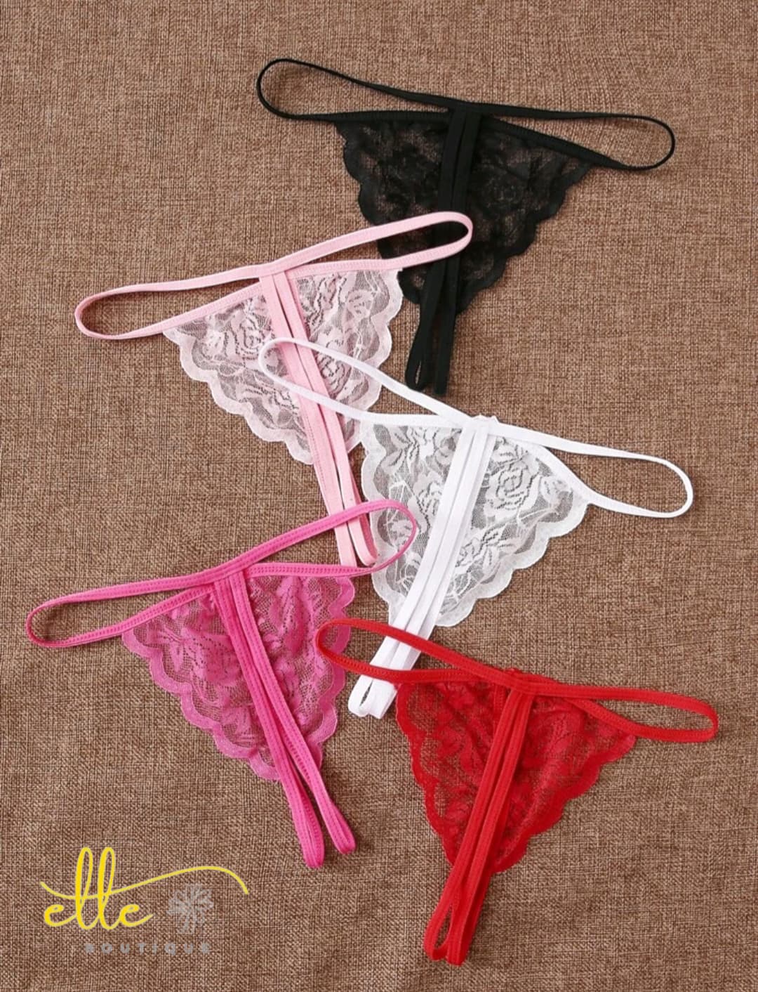 Sheer Lace Open Crotch G-String Panty | Bow Detail Strappy Lingerie - الصورة 2