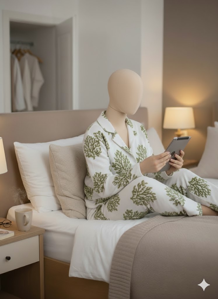 Soft Imported Felt Pajama Set with Contrast Print - Image 6