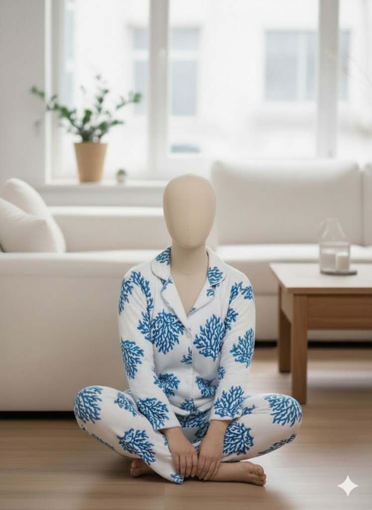 Soft Imported Felt Pajama Set with Contrast Print - Image 10