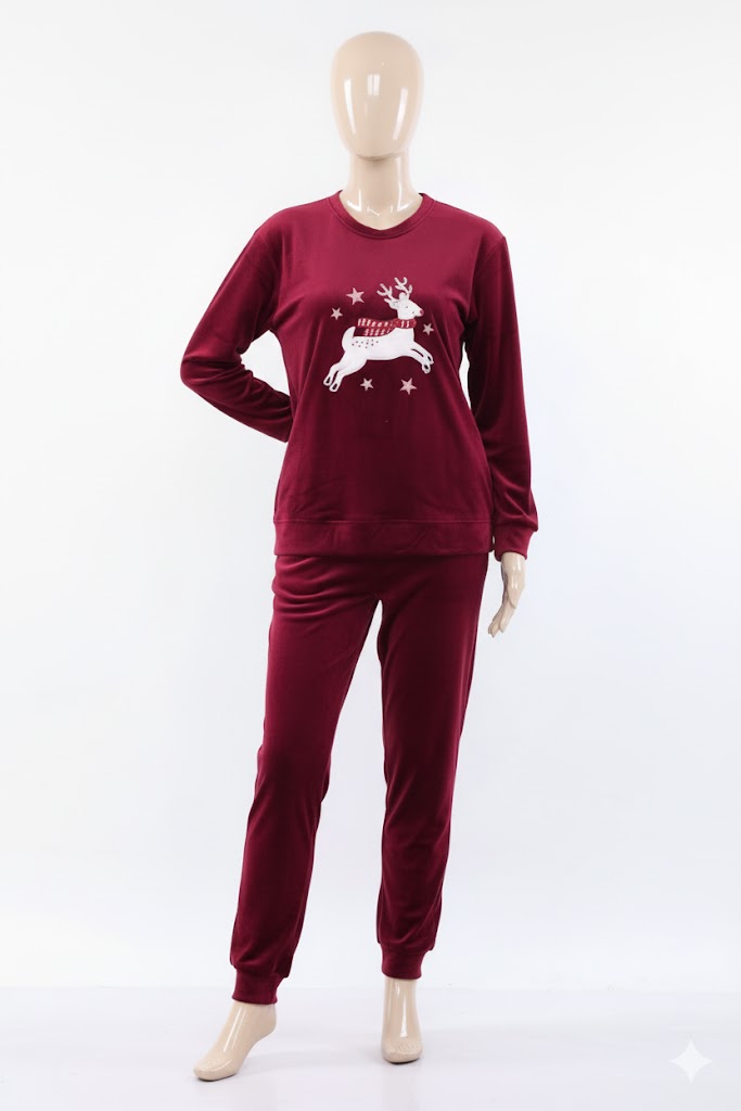 Indulge in ultimate comfort with this cozy two-piece loungewear set. Crafted from high-quality imported double-sided velvet, this pajama features a relaxed-fit long-sleeve top with a charming 'Lazy Days' graphic and matching long pants, perfect for relaxing and chilly weather.